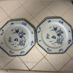 Wood & Sons White Plate Pair (2) Vintage Woods Ware Old Bow KakiYemon